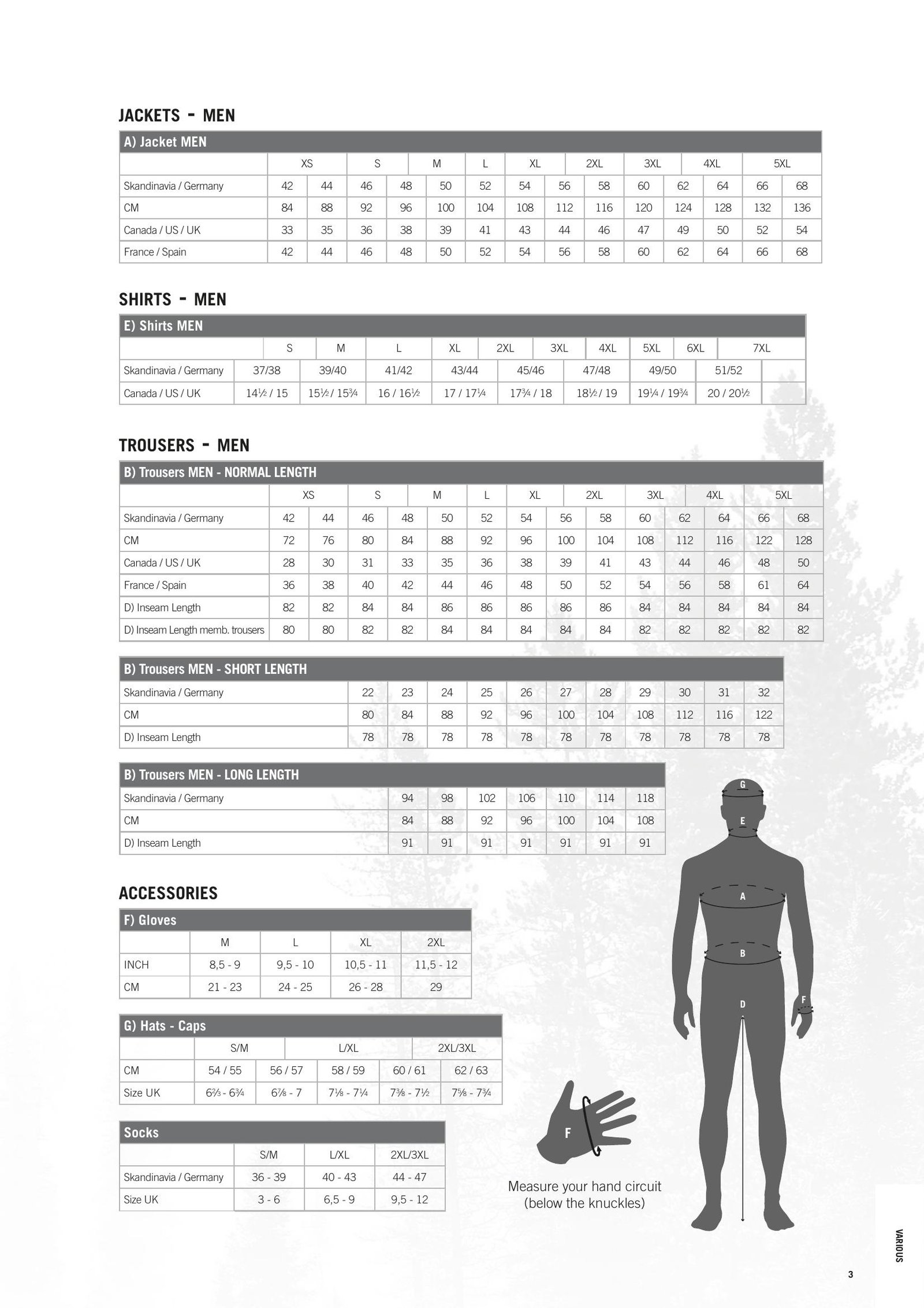 Deerhunter izmēra tabula 2